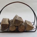 Log metal and cane log basket 1960