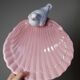 Decorative bowl, vintage Italian earthenware empty pocket with shell and dove