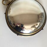 Leather and brass bulging witch mirror 1970 21cm
