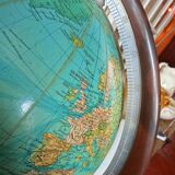 Ancien Globe Terrestre Verre  Lumineux Mappemonde Art Déco Colomb W. Jaden