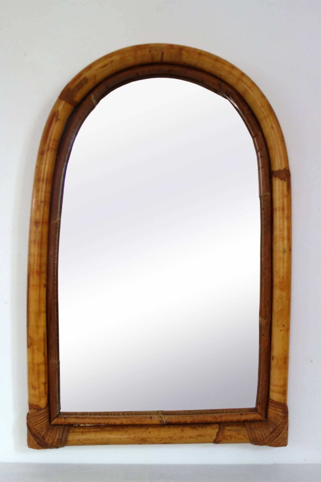 Vintage arch bamboo mirror 62x41cm