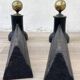 Chenets neoclassical cast iron and brass