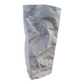 Large vase "Kami" style, matte white with crumpled paper effect.