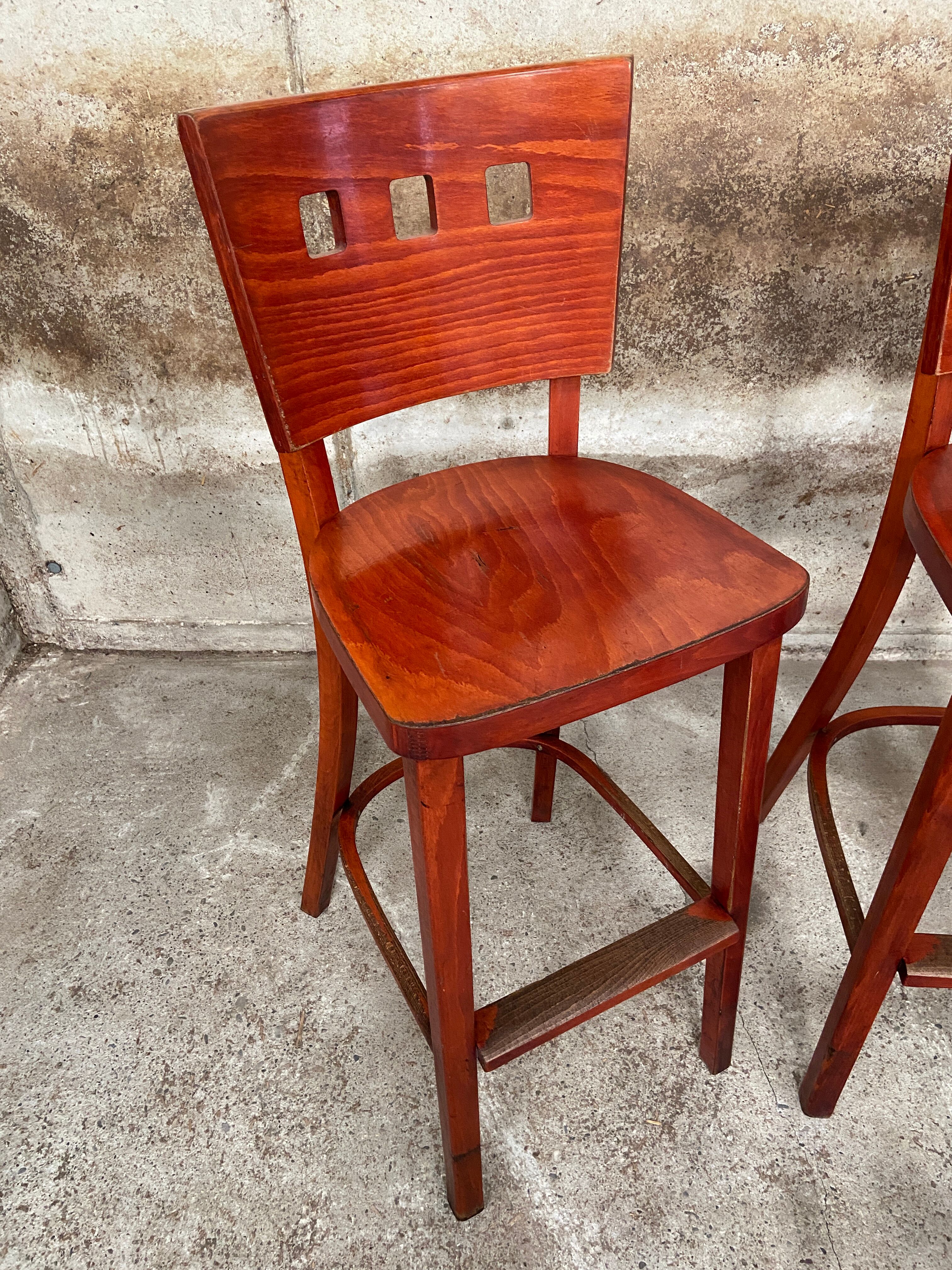 4 Bentwood bar stools 1980-90