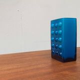 Mid-century German block glass bubble vase by Karl Friedrich Glass.