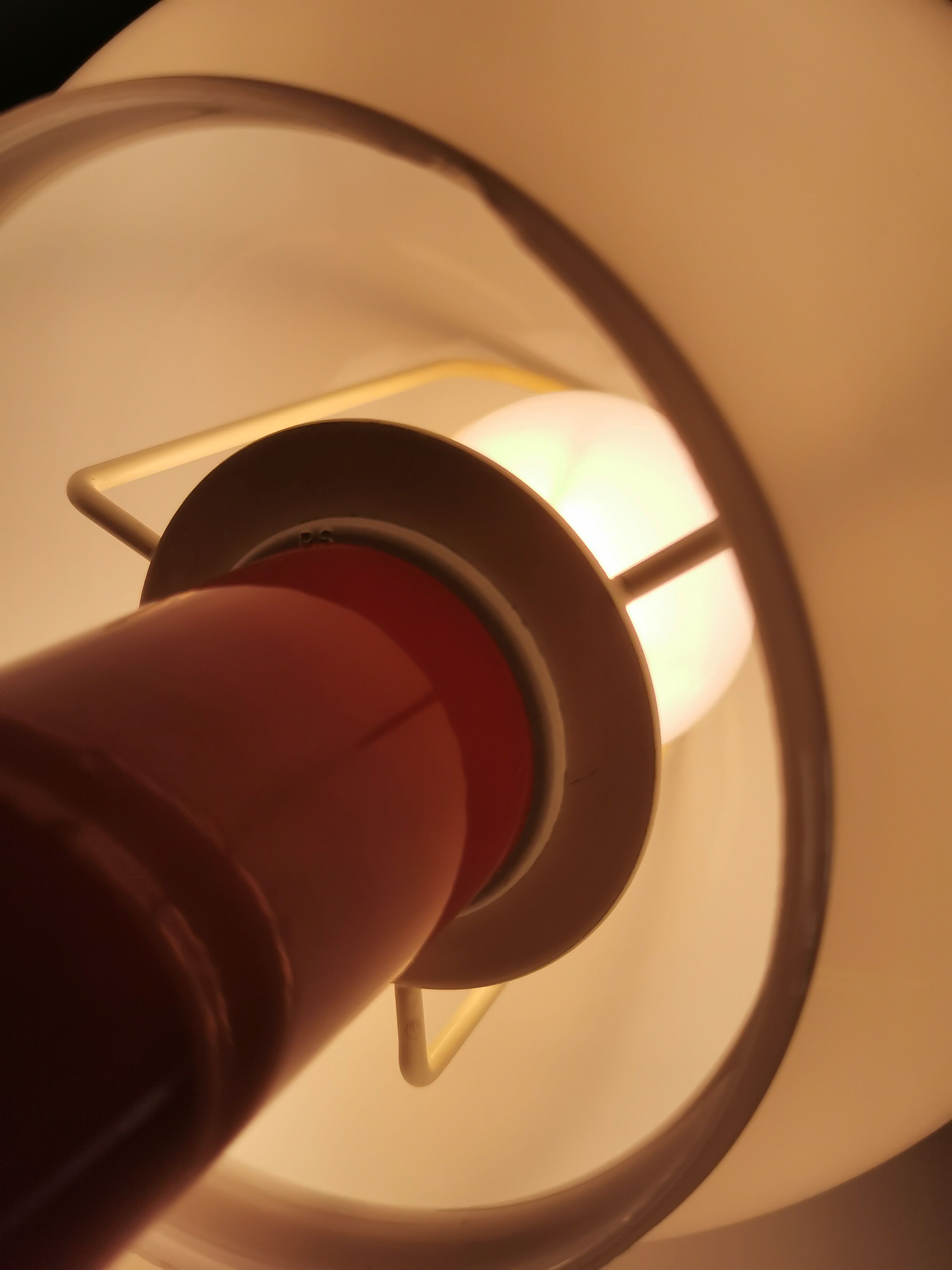 Mushroom lamp in lacquered steel and opaline, bubble gum, space age, 1970