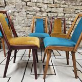 Set of 5 vintage spindle foot bistro chairs 1960"