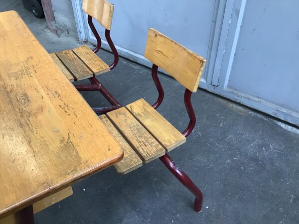 Pupitre bureau d'écolier banc vintage