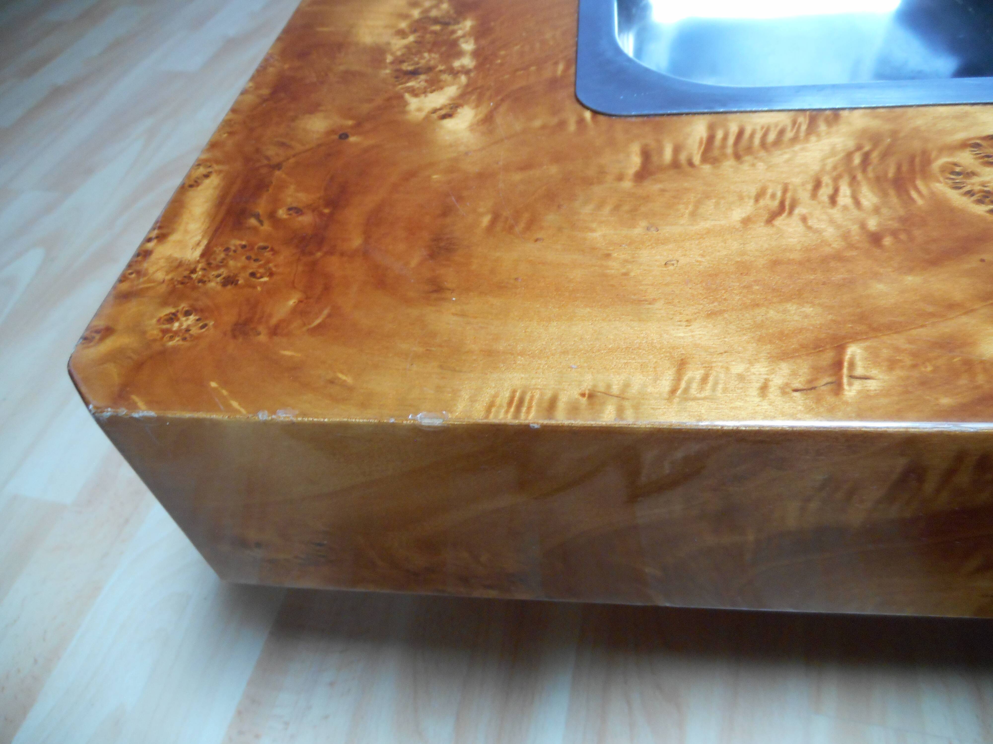 Coffee table for Roche Bobois 70s Elm loupe or thuya