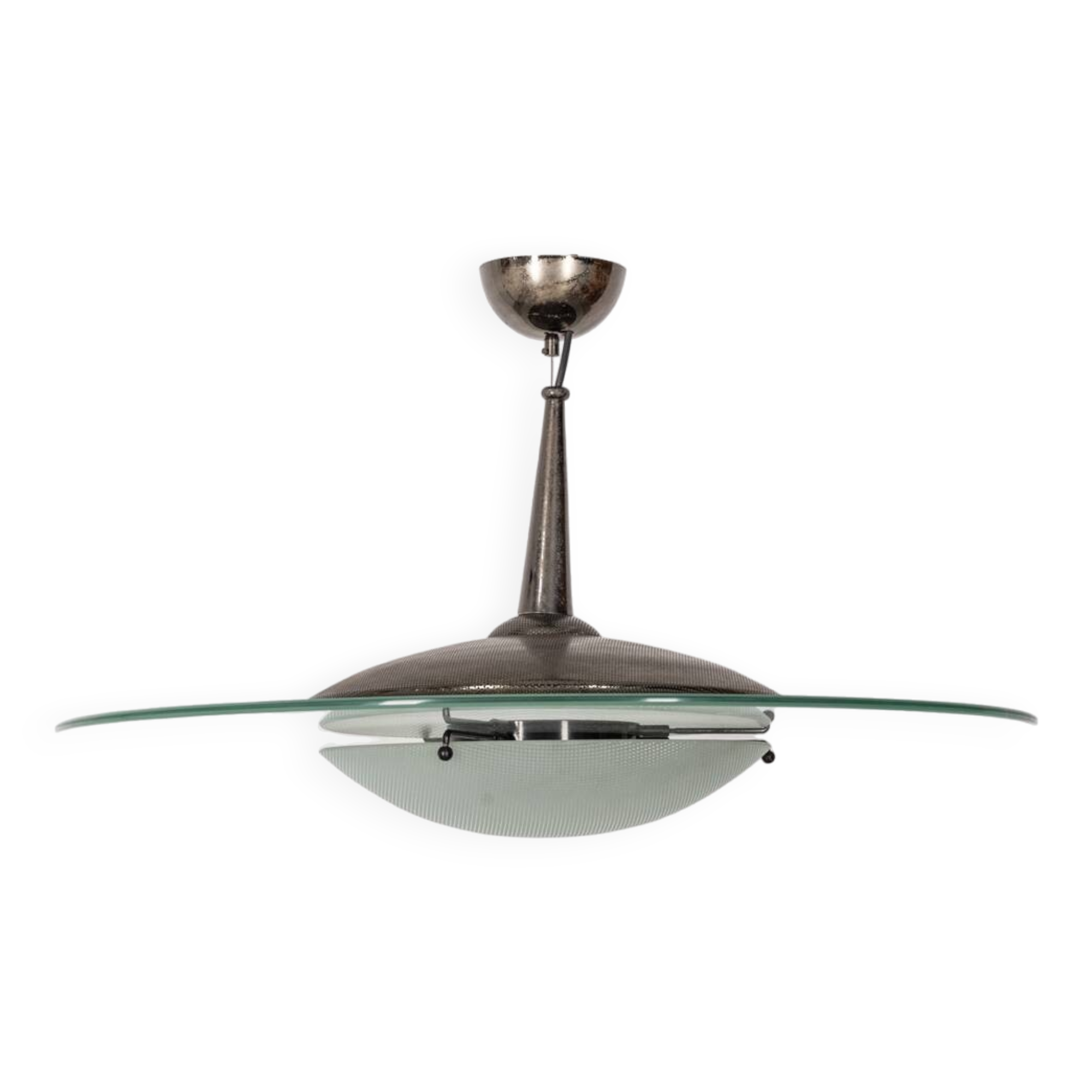 Vintage 60's chandelier in glass and crystal italian design