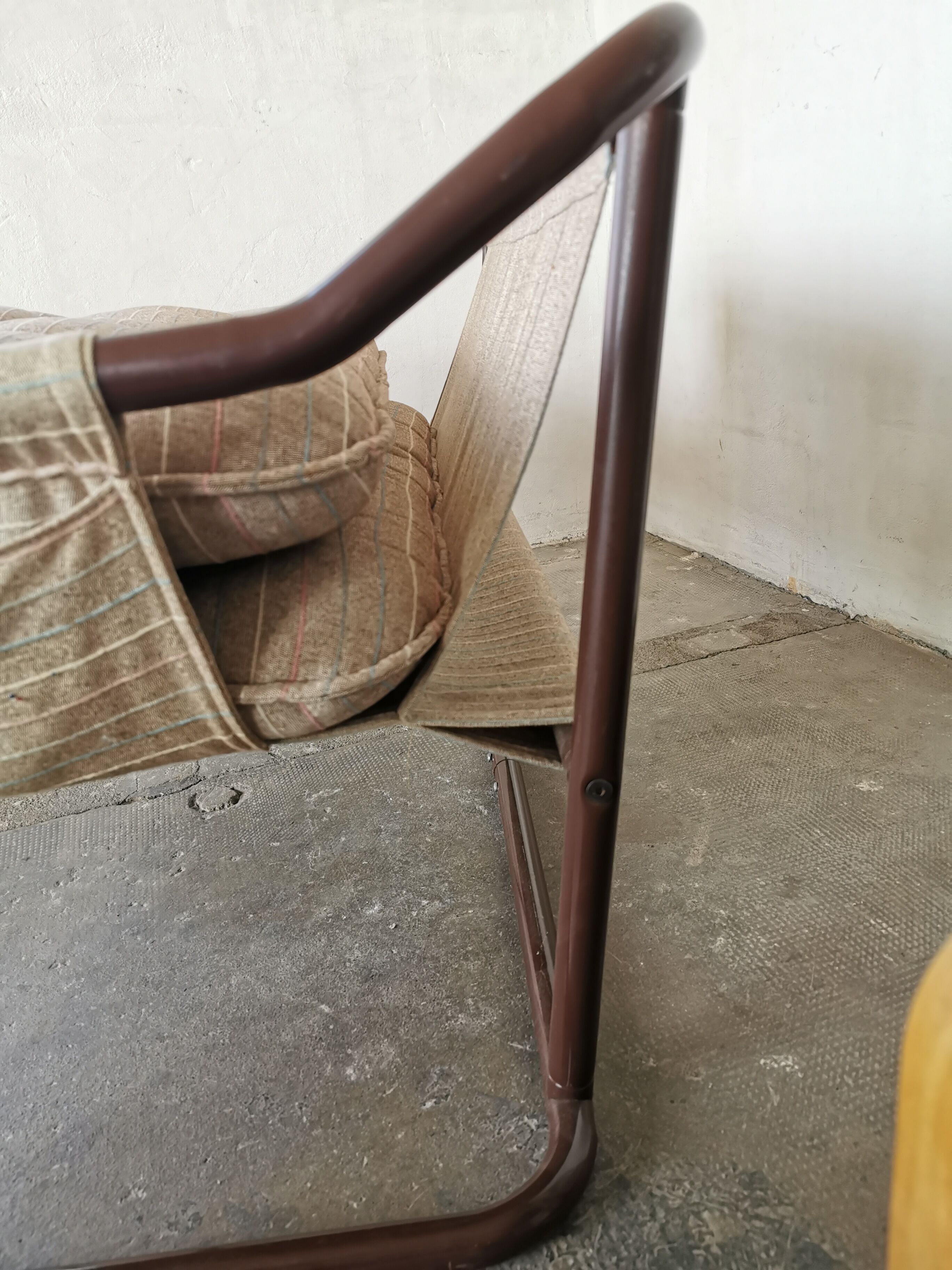 Tubular metal bench from the 80s