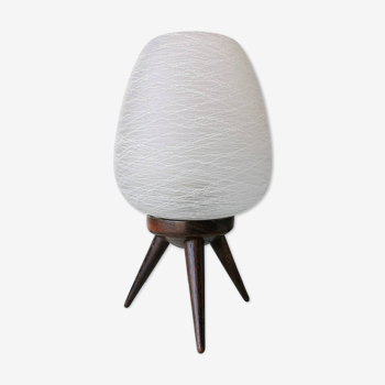 Danish vintage wooden tripod table lamp, 1970