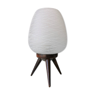 Danish vintage wooden tripod table lamp, 1970