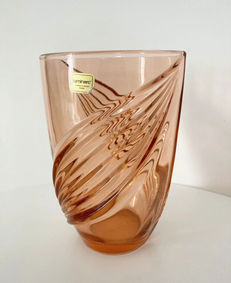 Luminarc pink vase arque glassware made in France