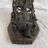 Daum Art Nouveau style lamp in wrought iron, unsigned