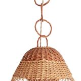 Rustic Mid-Century Wicker Pendant Lamp, Handwoven in Spain, c. 1960s