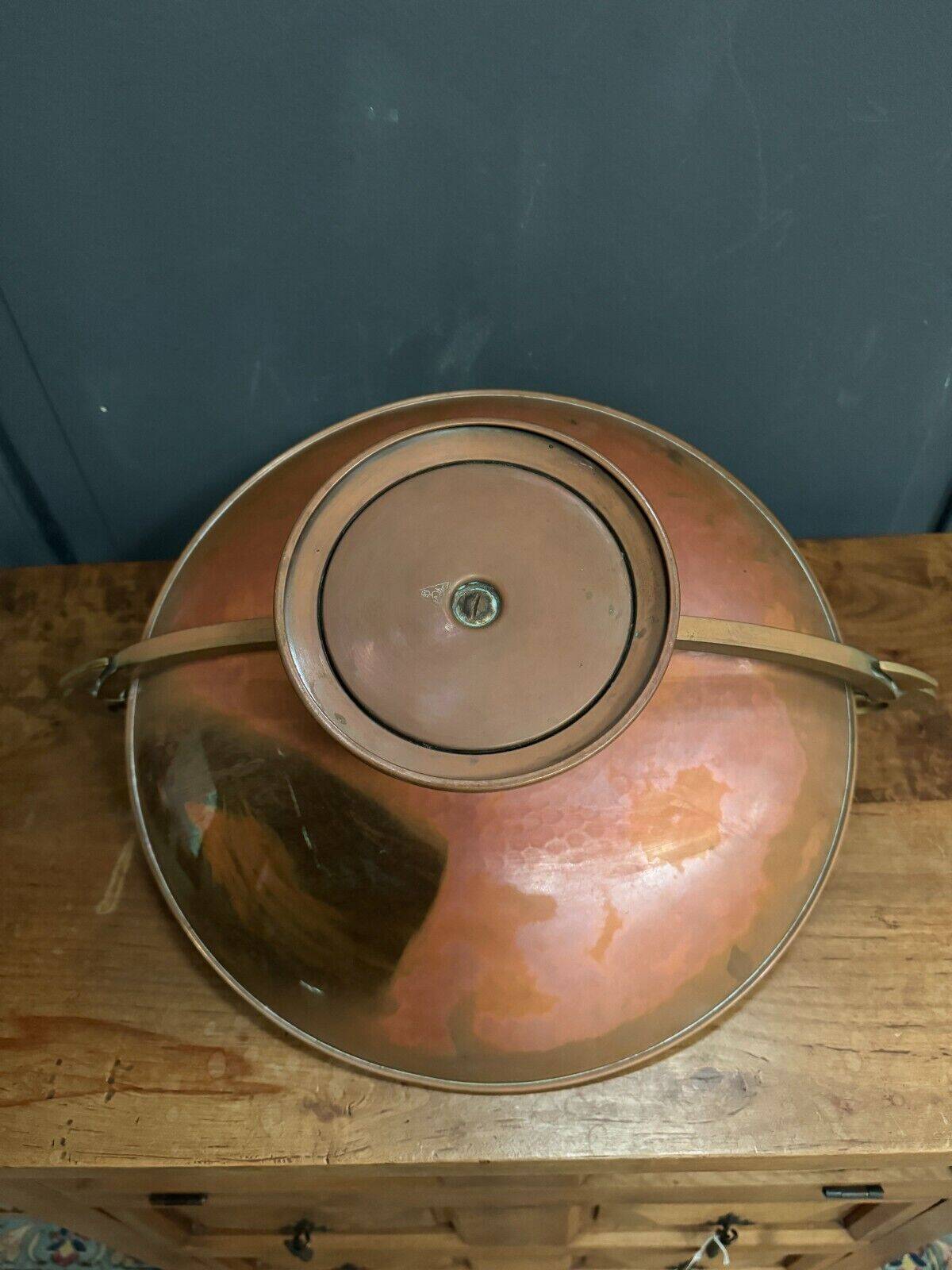 1930 copper bowl with Art Deco bronze handles