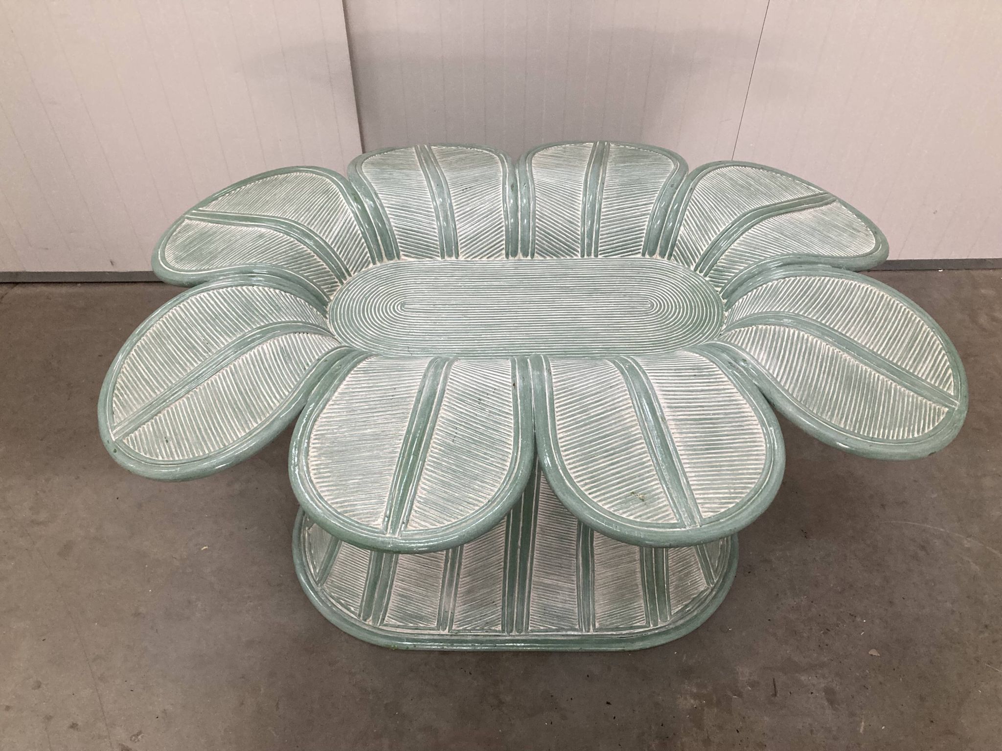 Table de salle à manger vintage en bambou et rotin, années 1980