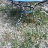 Large blue wrought iron garden furniture