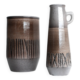 Mid-century Scandinavian modern art design pottery vases in ceramic by Ingrid Atterberg for Upsala Ekeby, Sweden, 1970s, set of 2