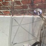 Suite of four plexiglass and metal chairs