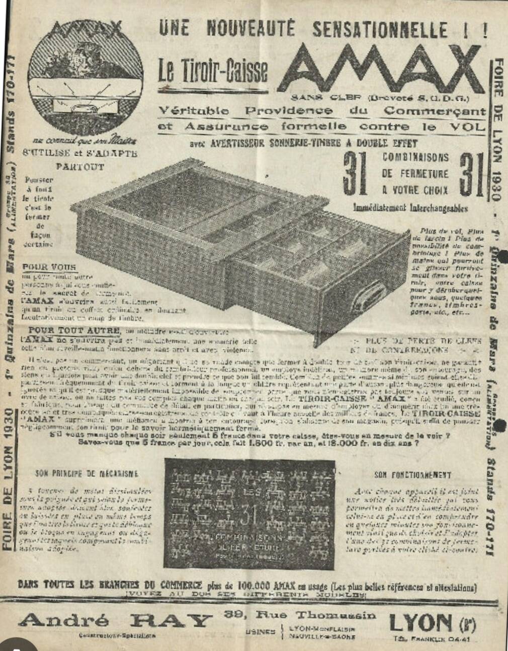 Comptoir caisse (ou bureau) André Ray. (Années 30/ 40)