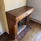 Wood fireplace mantle