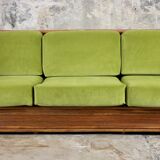 Canapé en rotin et velours par Maugrion pour Roche Bobois, 1980