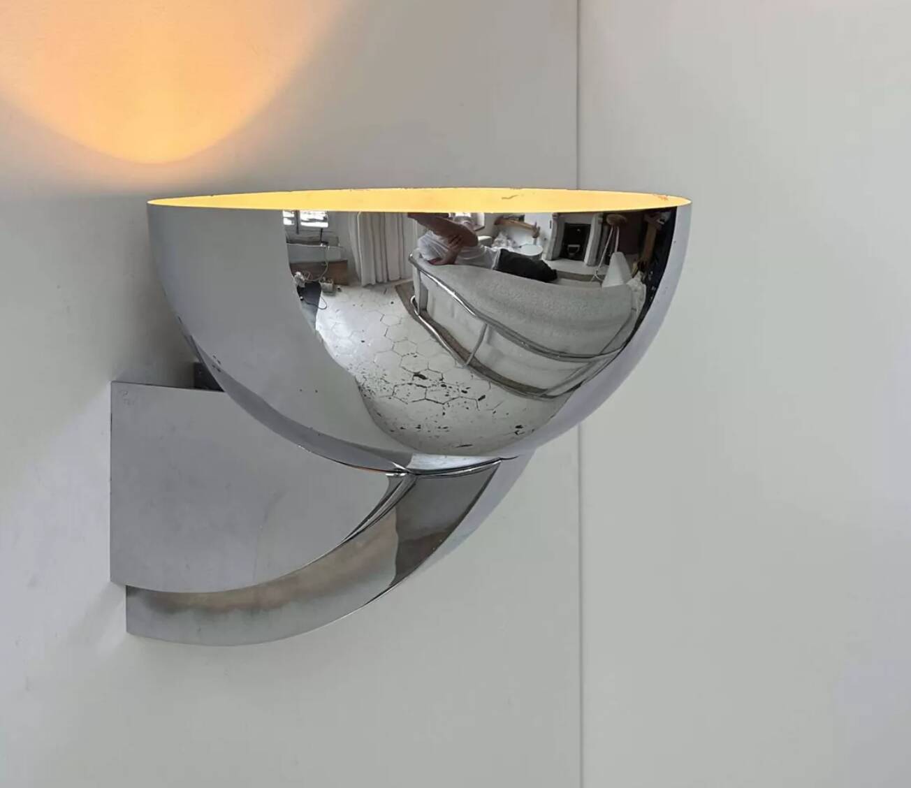 Vintage Perzel 347 bm wall lamp, chrome-plated bronze, France 1940