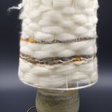 Pair of bedside lamps in stoneware and wool lampshades - Vintage around 1970