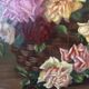 Large antique painting with roses – Oil on canvas from the 1900s – 40 x 102 cm – a large decorative format