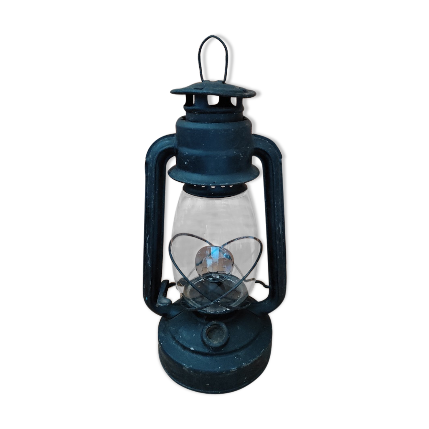 Storm lamp metal blue patinated deco retro oil vintage dp0821n10