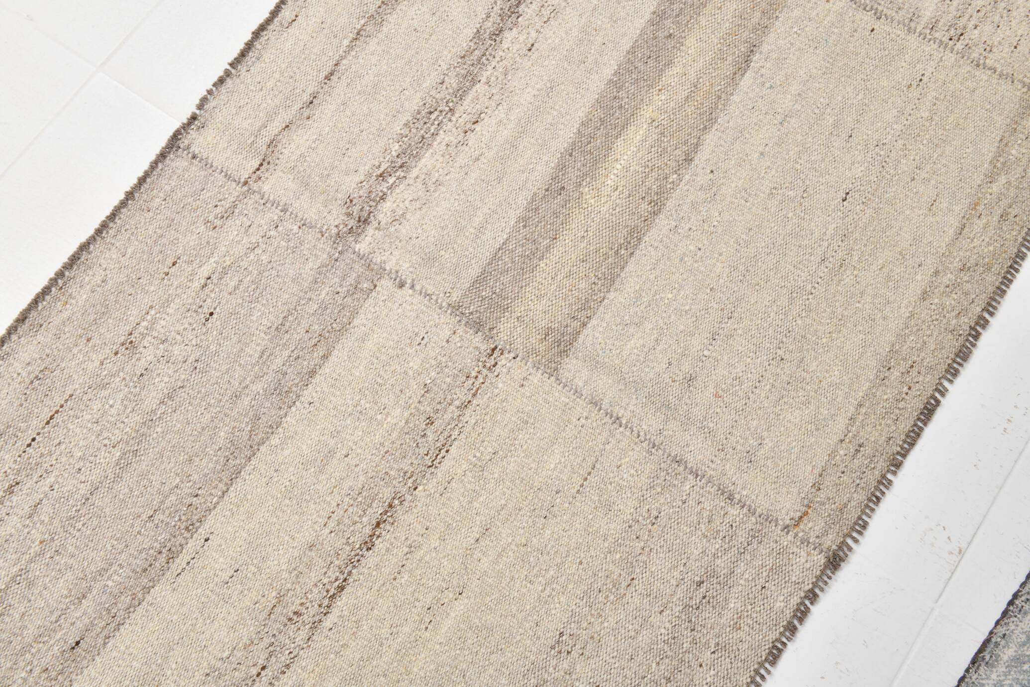 Beige & Brown Kilim Runner Rug, 95x257Cm