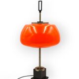 Oscar Torlasco, orange glass table / desk lamp, Prod. Lumi, 1960 ca.