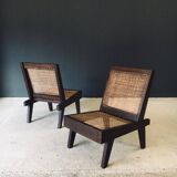 Low Modernist Folding Chairs by Pierre Jeanneret for Chandigarh, India, 1960s, Set of 2