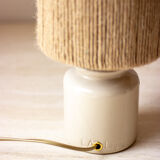 Table lamp mustard pot and jute string lampshade