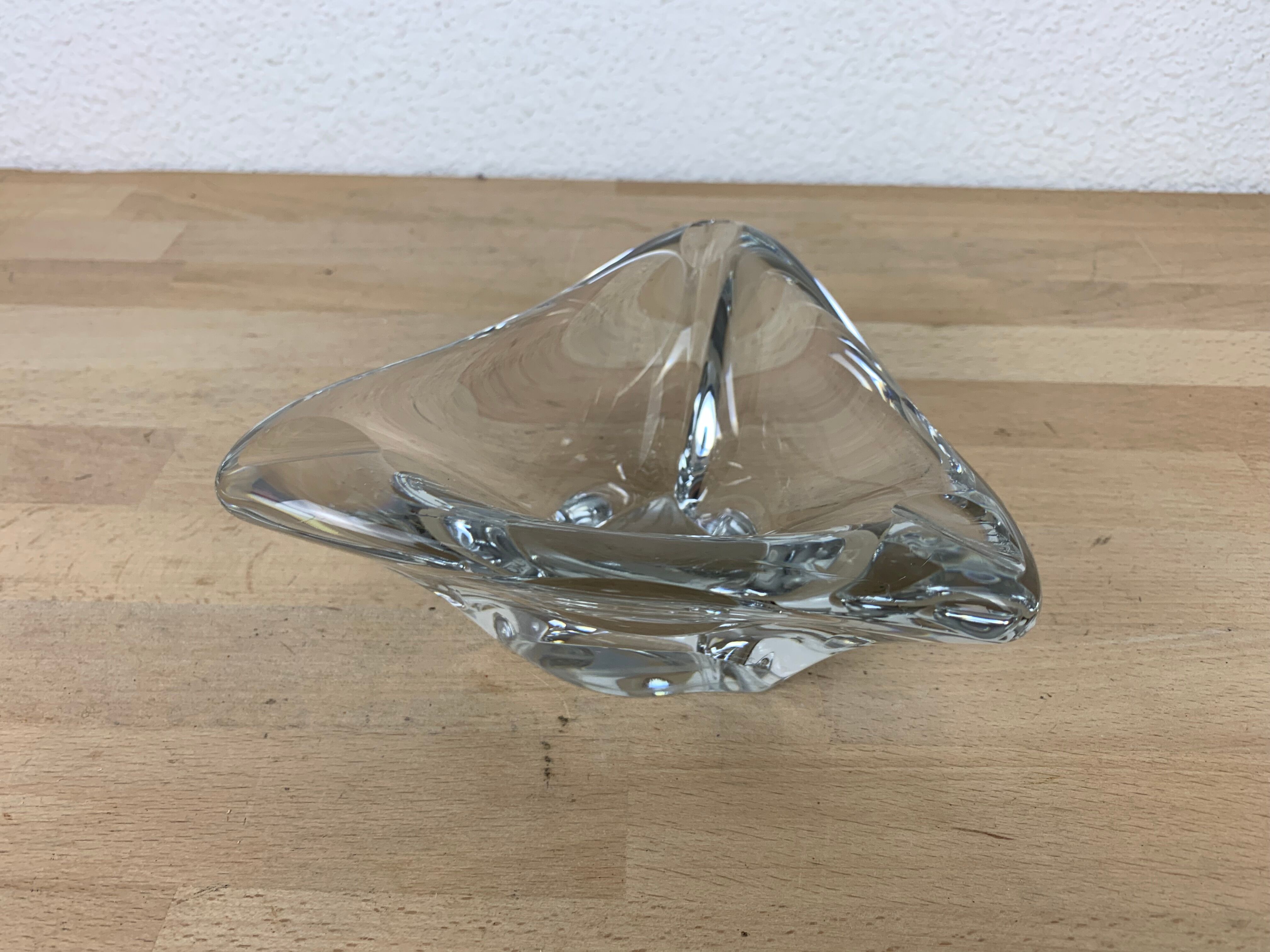 Empty ashtray trilobed crystal bag Daum