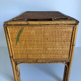 Bureau enfant en rotin avec son fauteuil