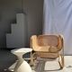 Amsterdam rattan armchair with U-shaped armrest, squared canework