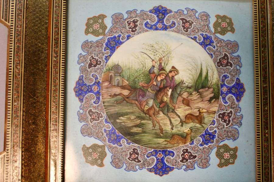 Oriental frame with painting on medallion