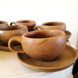 6 saucers and coffee cups in 70s design stoneware