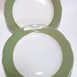 5 assiettes chantournées semi-creuses vertes et blanches