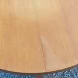1950s round oak table, 2 heights, central quadripod leg