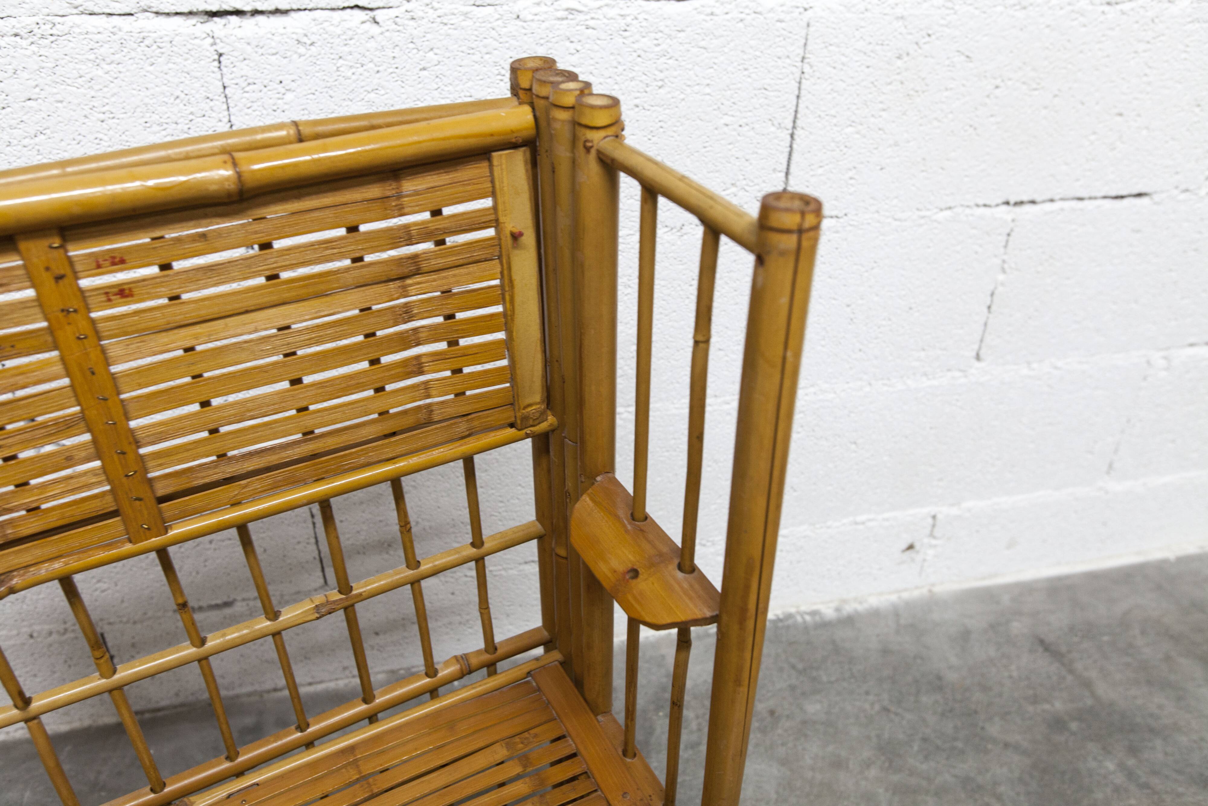 1970s honey-colored folding bamboo shelf