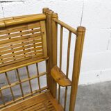 1970s honey-colored folding bamboo shelf