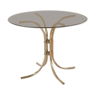 Tulip dining table and smoked glass 80's