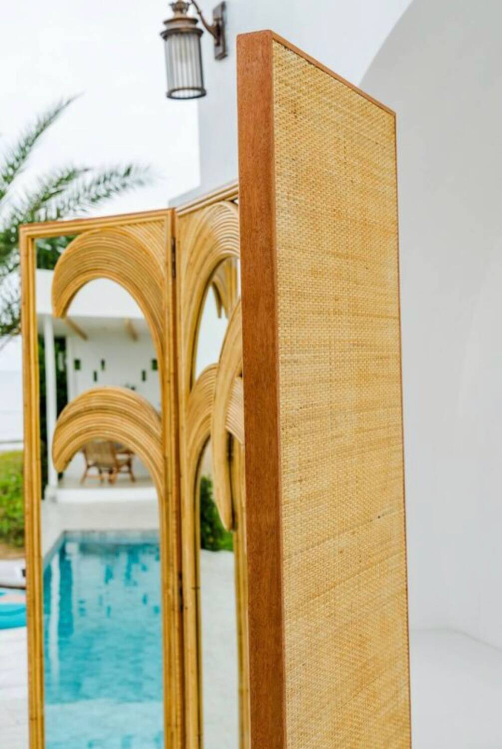 Mirror and rattan screen