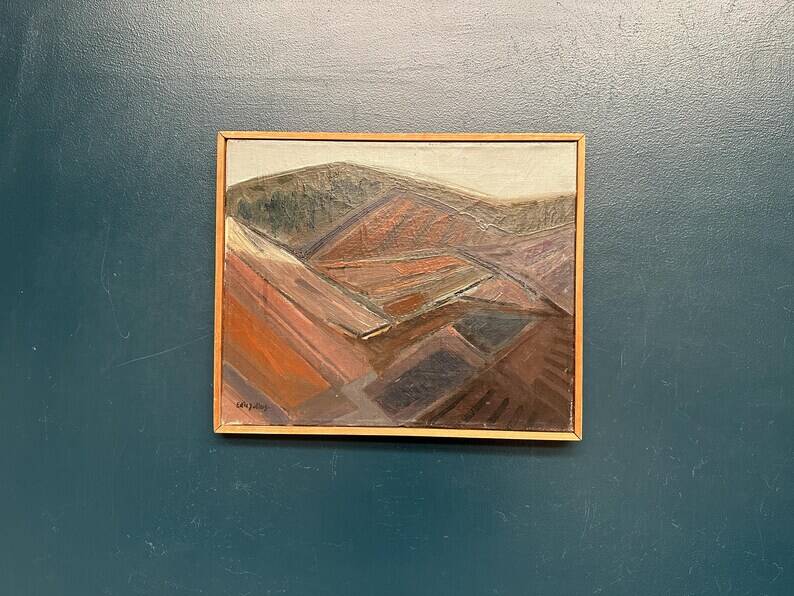 Original Swedish Oil on Canvas – “Glumslövs Backar” by Eric Julius – Signed – Vintage & Framed – 49 × 41 cm