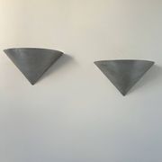 Pair of vintage conical wall lights, brushed metal, France 1970.