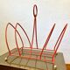 Vintage orange metal magazine rack, 1970s